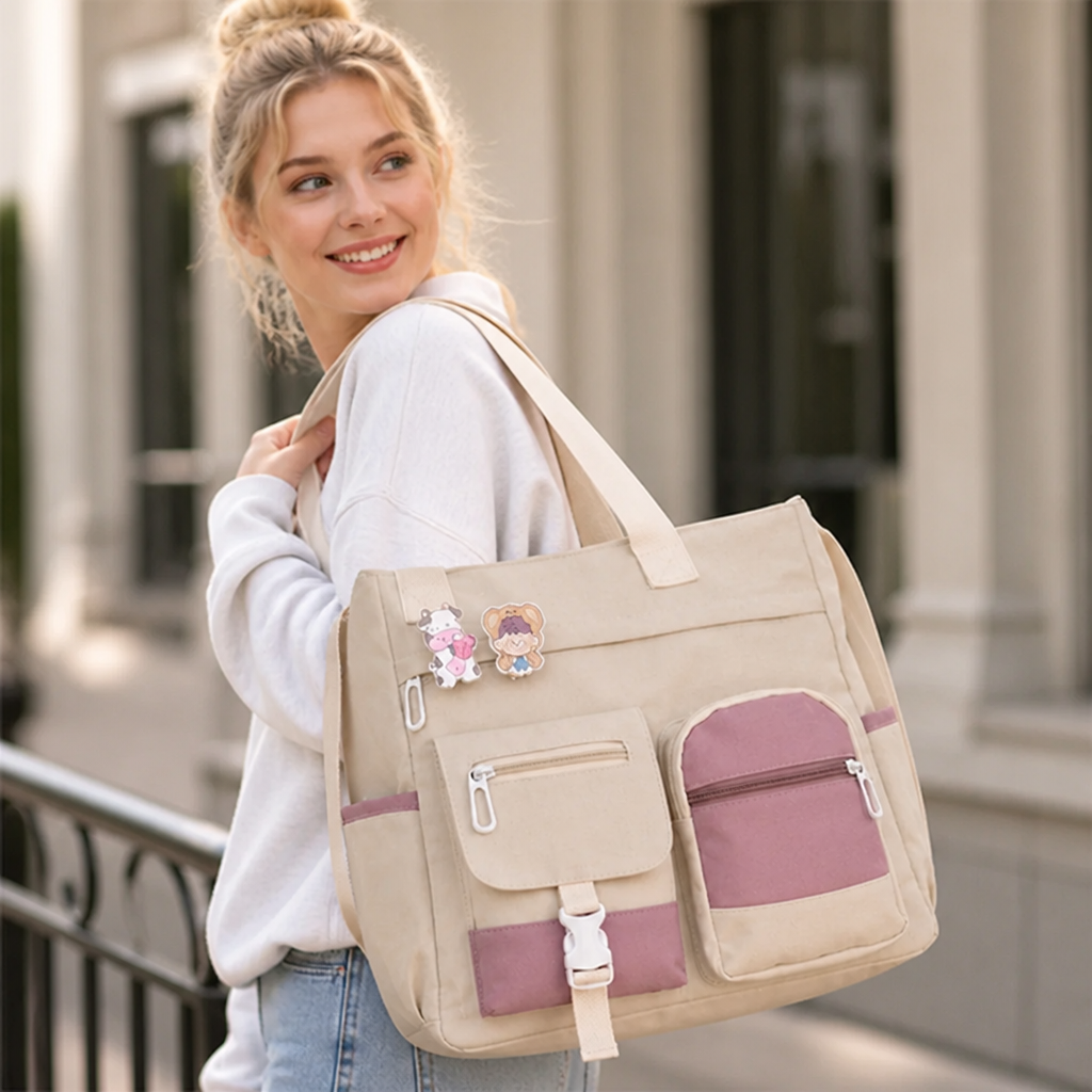 Carryne™ Vintage Multi-Pocket Tote Bag — Laptop-Ready Everyday Carry