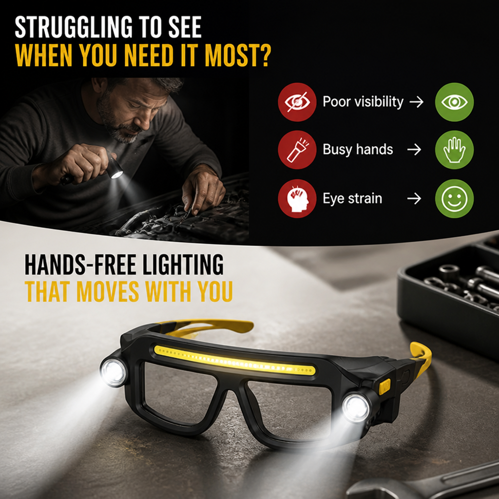 BeamSpecs™ LED Headlamp Glasses — Hands-Free Bright Light