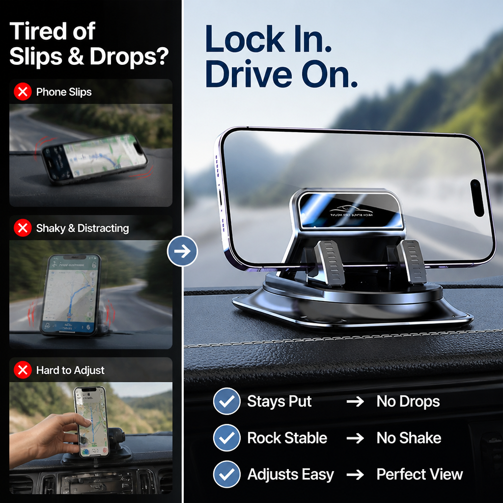 DashDock™ Car Phone Mount — Non-Slip 360° Dashboard Holder