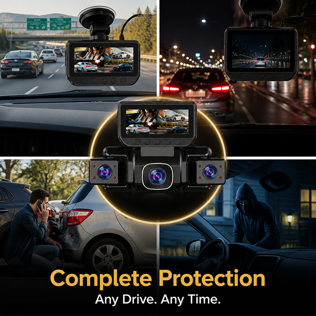 RoadSentry™ 3-Lens 360° Dash Cam