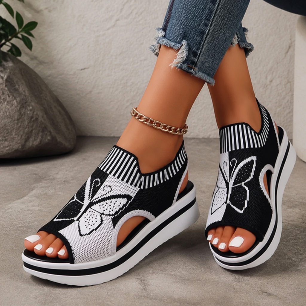 FlutterStep™ Women's Butterfly Knit Platform Sandals — Breathable All-Day Comfort