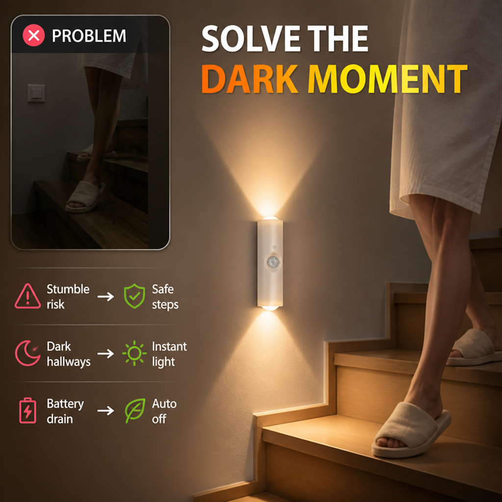 StepBeacon™ Magnetic Motion Sensor Wall Light — Hands-Free Glow