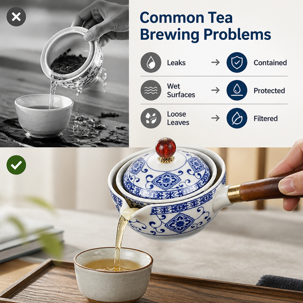 TeaSwirl™ 360° Rotating Teapot Set with Built-In Filter