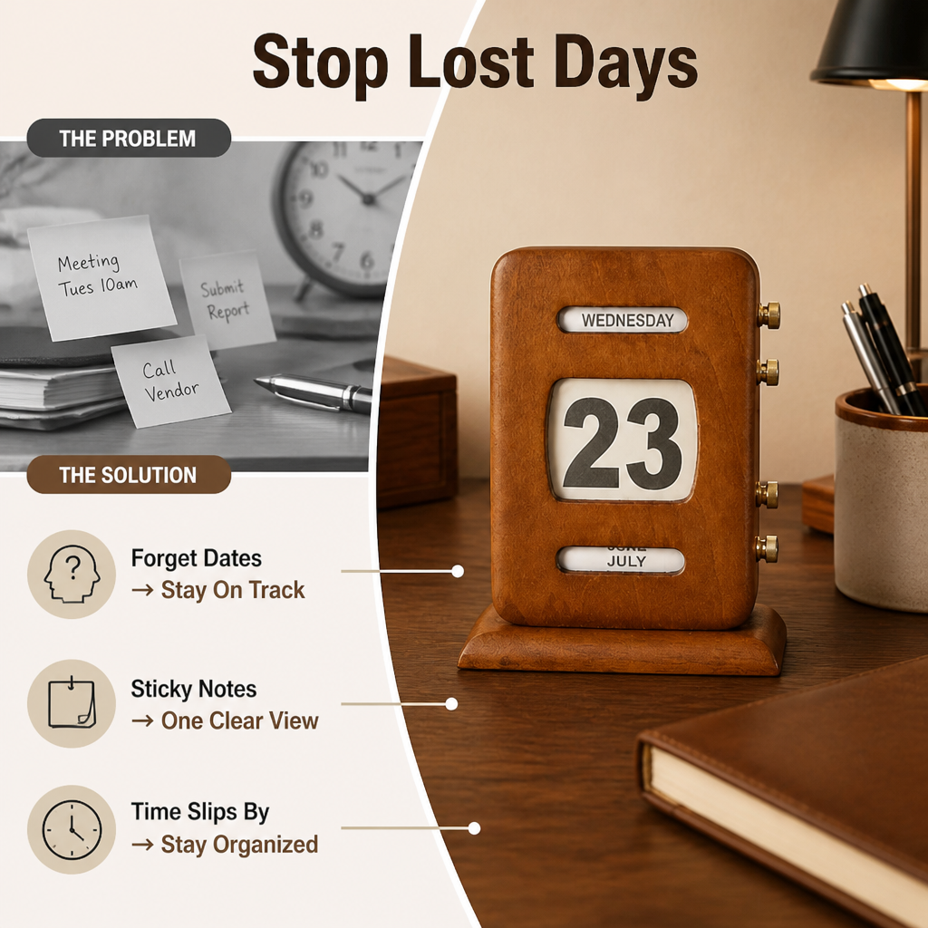 DayFlip™ Wooden Perpetual Desk Calendar — Keep Track Of Dates