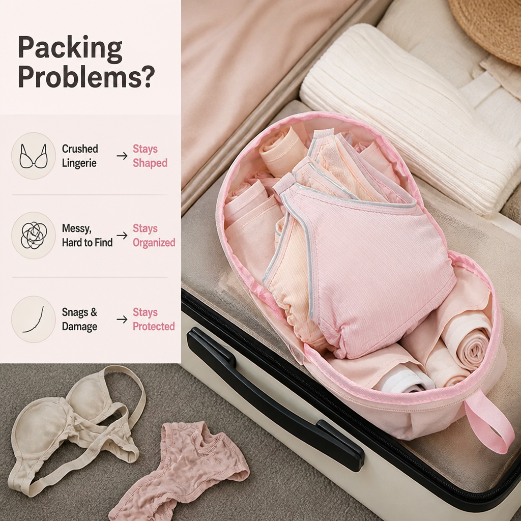 Lingerline™ Lingerie Travel Case — Pack Bras Without Crushing