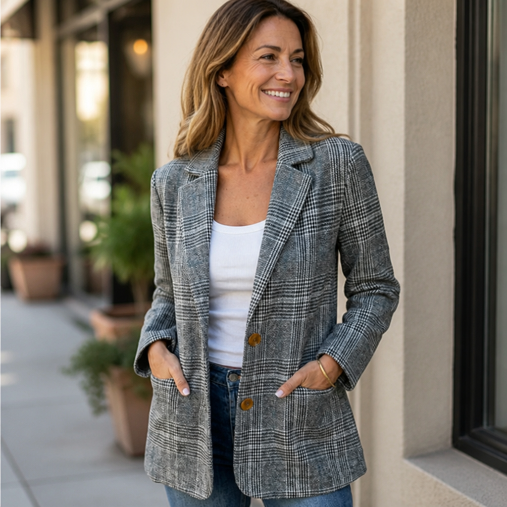 GraceFit™ — Women’s Tailored Plaid Blazer