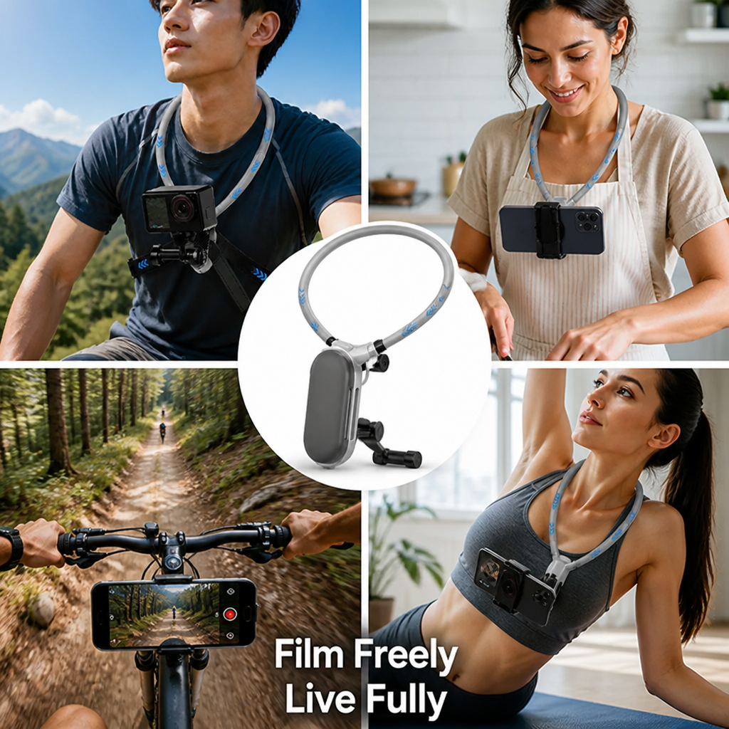 ClipView™ 2-in-1 POV Neck Mount — Hands-Free Phone & Action Cam Holder