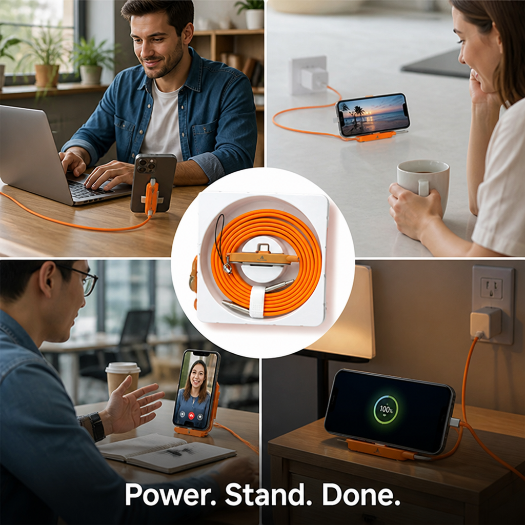 ChargeFold™ 2-in-1 Fast Charging Cable with Hidden Phone Stand