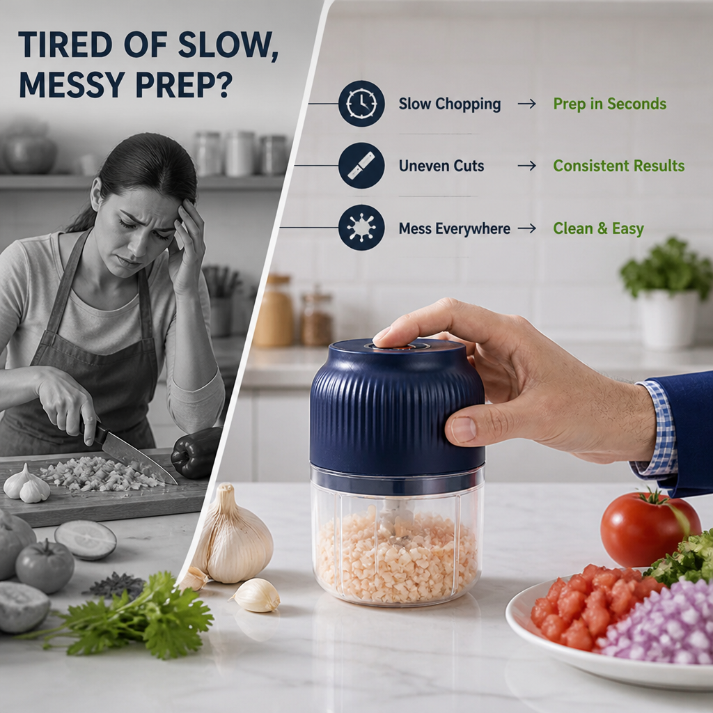 ChopNest™ Cordless Mini Food Chopper — Quick Garlic & Onion Prep