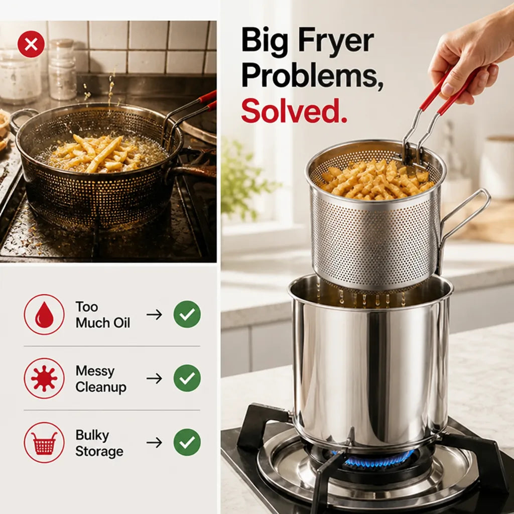 CrispPot™ Mini Stainless Steel Deep Fry Pot with Basket