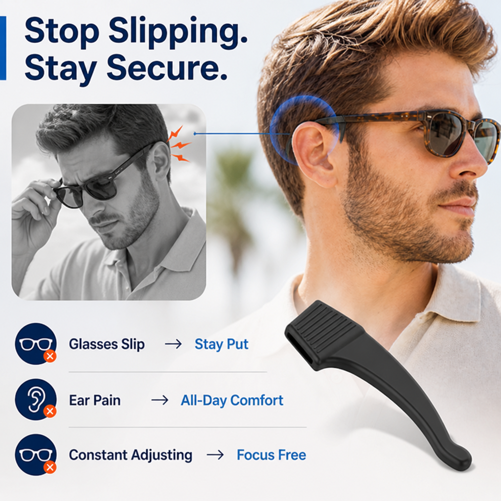 EarLock™ Anti-Slip Glasses Ear Grips — Comfortable Silicone Hooks