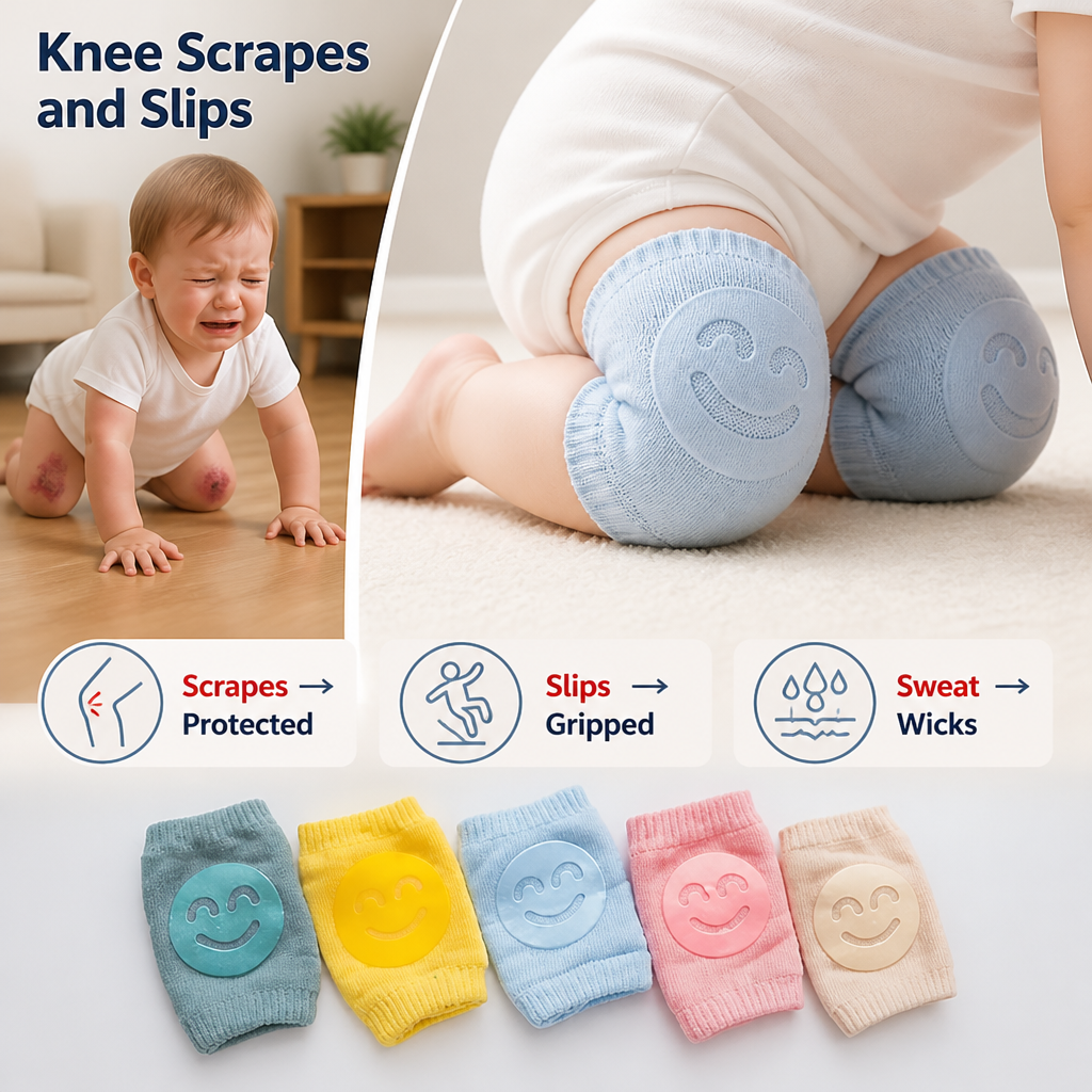 CrawlCloud™ Baby Knee Guards — Cushioned Crawling Comfort