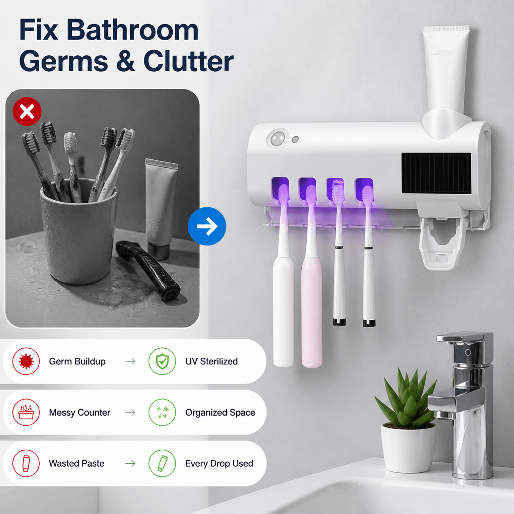 BrushVault™ — Wall-Mounted Toothbrush Storage