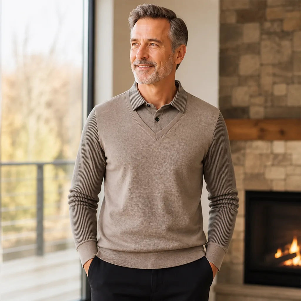 Brookvale™ Men's Fleece-Lined 2-in-1 Collared Sweater