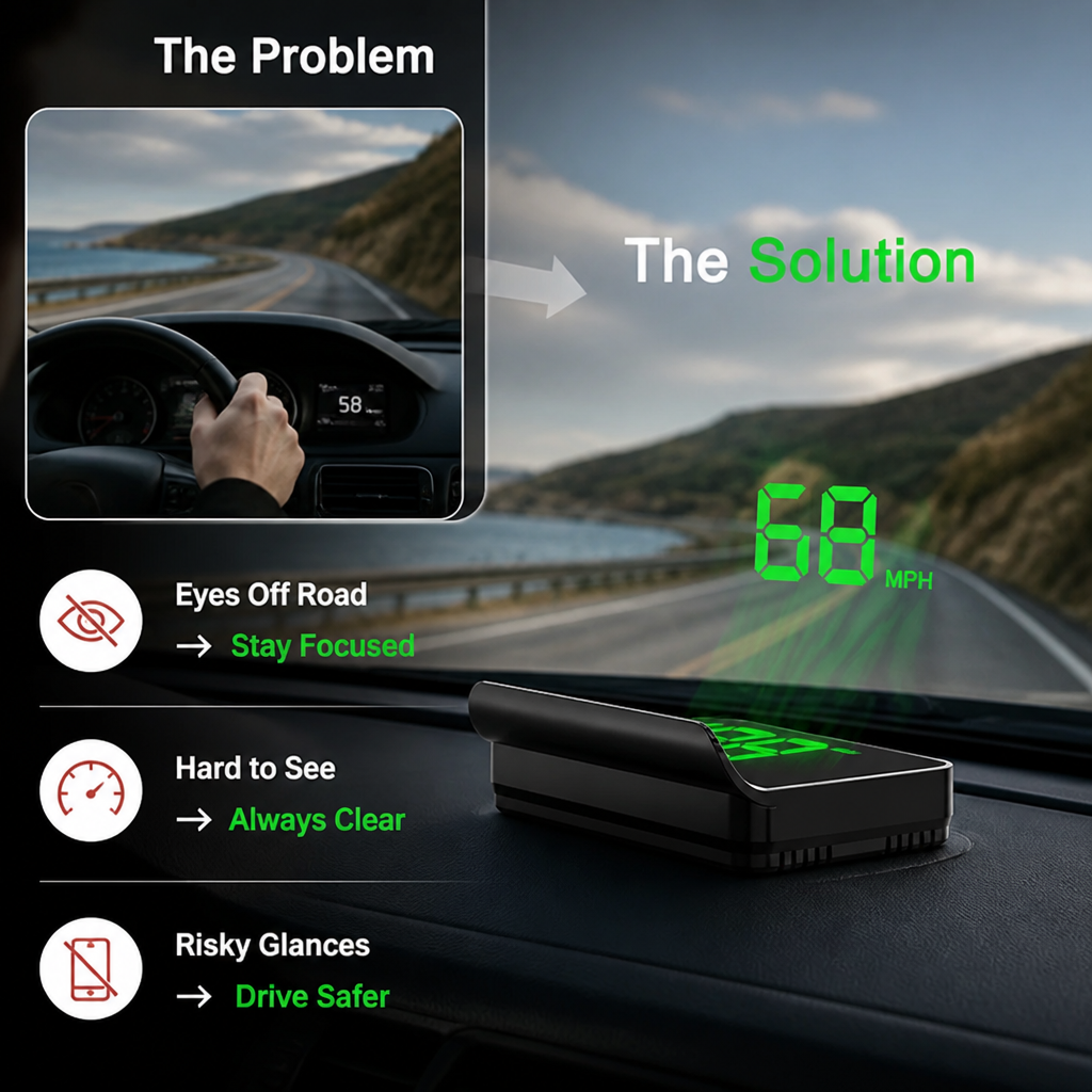 RoadView™ GPS Head-Up Speed Display — Plug & Play HUD