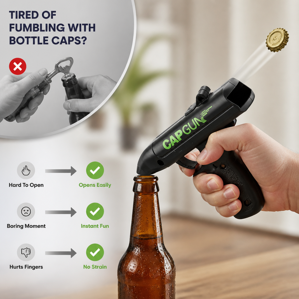 CapBlaster™ — One-Hand Bottle Opener