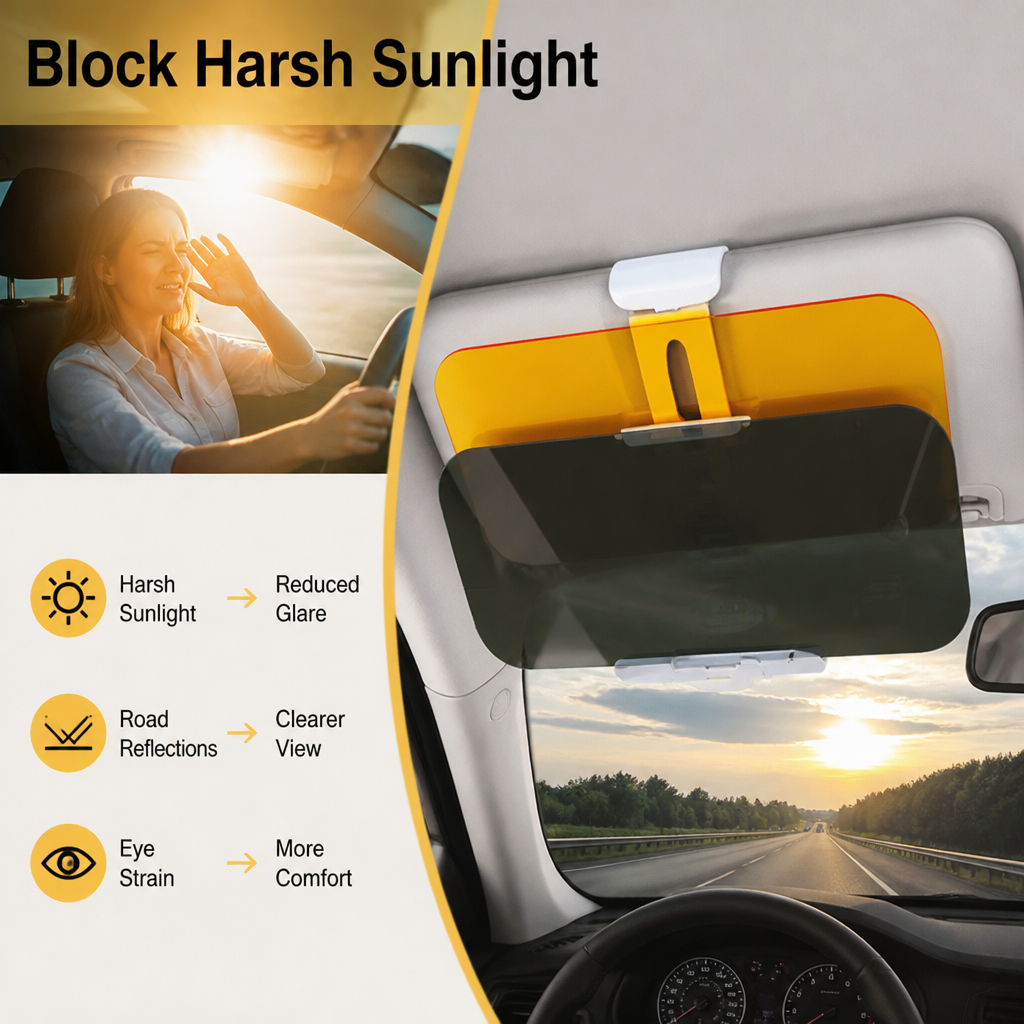 VisorClear™ Anti-Glare Car Sun Visor — Drive With Less Squinting