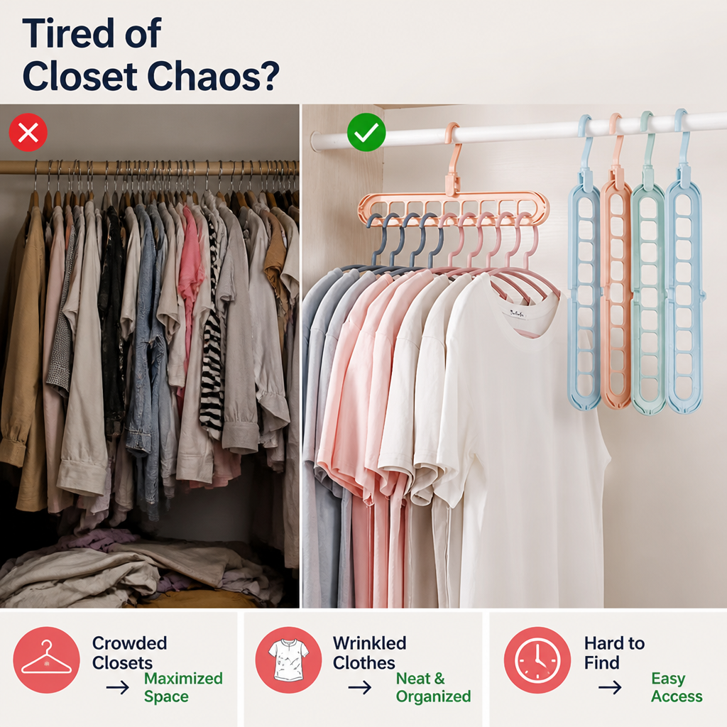 HangStack™ 9-Hole Hanger Organizers — Space-Saving Closet
