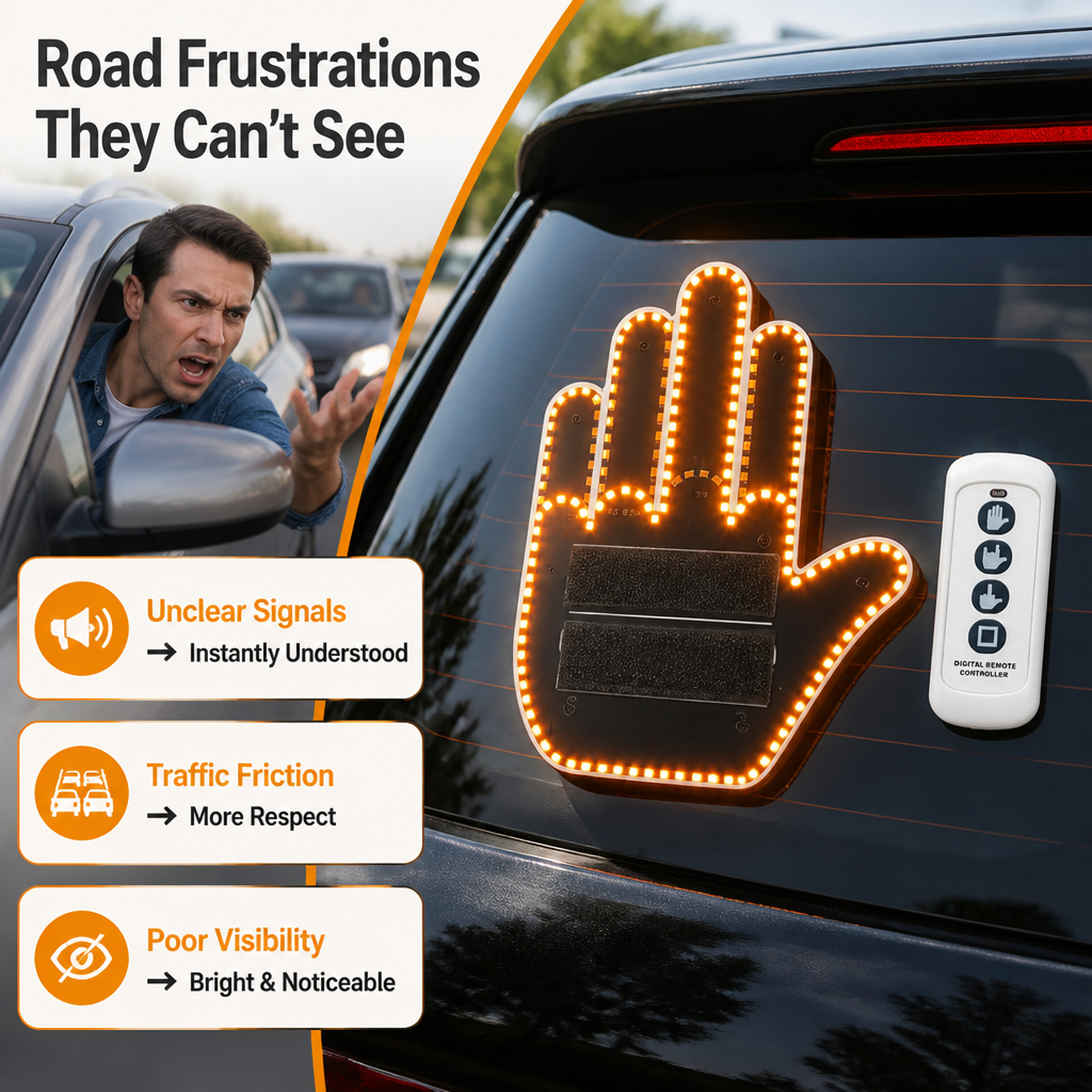 WaveLite™ Car Gesture Light — Remote-Control LED Window Sign