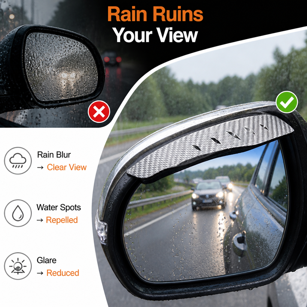 DropShield™ Side Mirror Rain Visors — Clear View In Rain