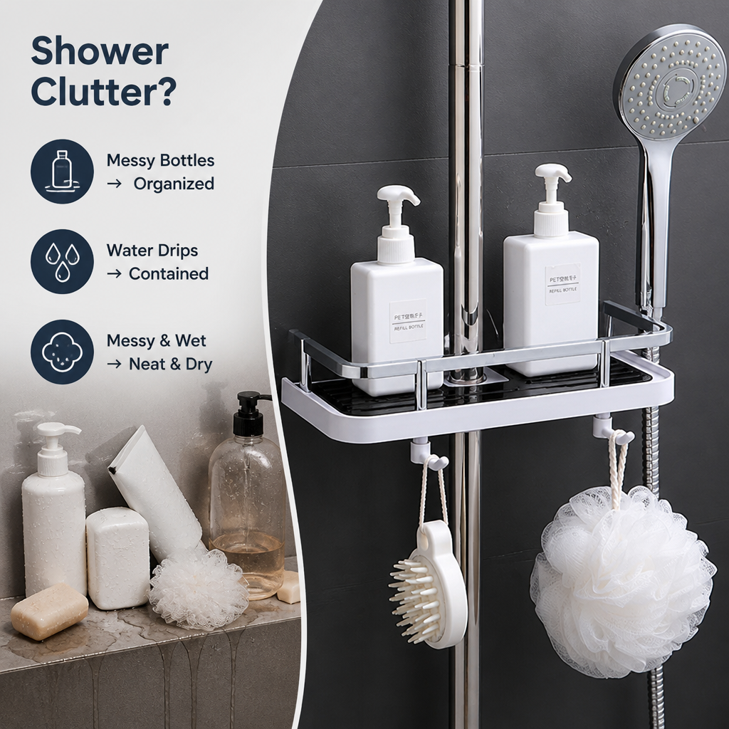 Showerra™ — Spacious Shower Organizer for a Cleaner, Clutter-Free Space