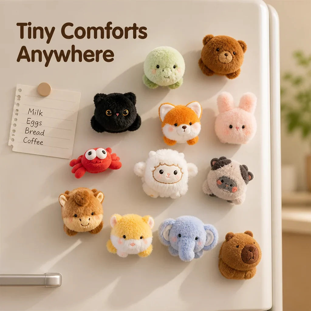 Snugglets™ Plush Animal Magnets — Cuddly Mini Fridge Friends