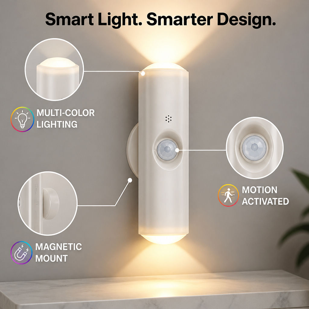 StepBeacon™ Magnetic Motion Sensor Wall Light — Hands-Free Glow