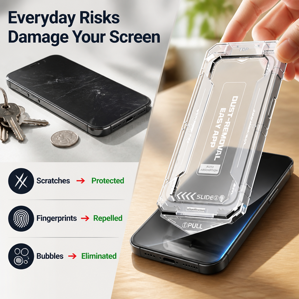 ClearArmor™ Tempered Glass Screen Protector — Bubble-Free Easy Install