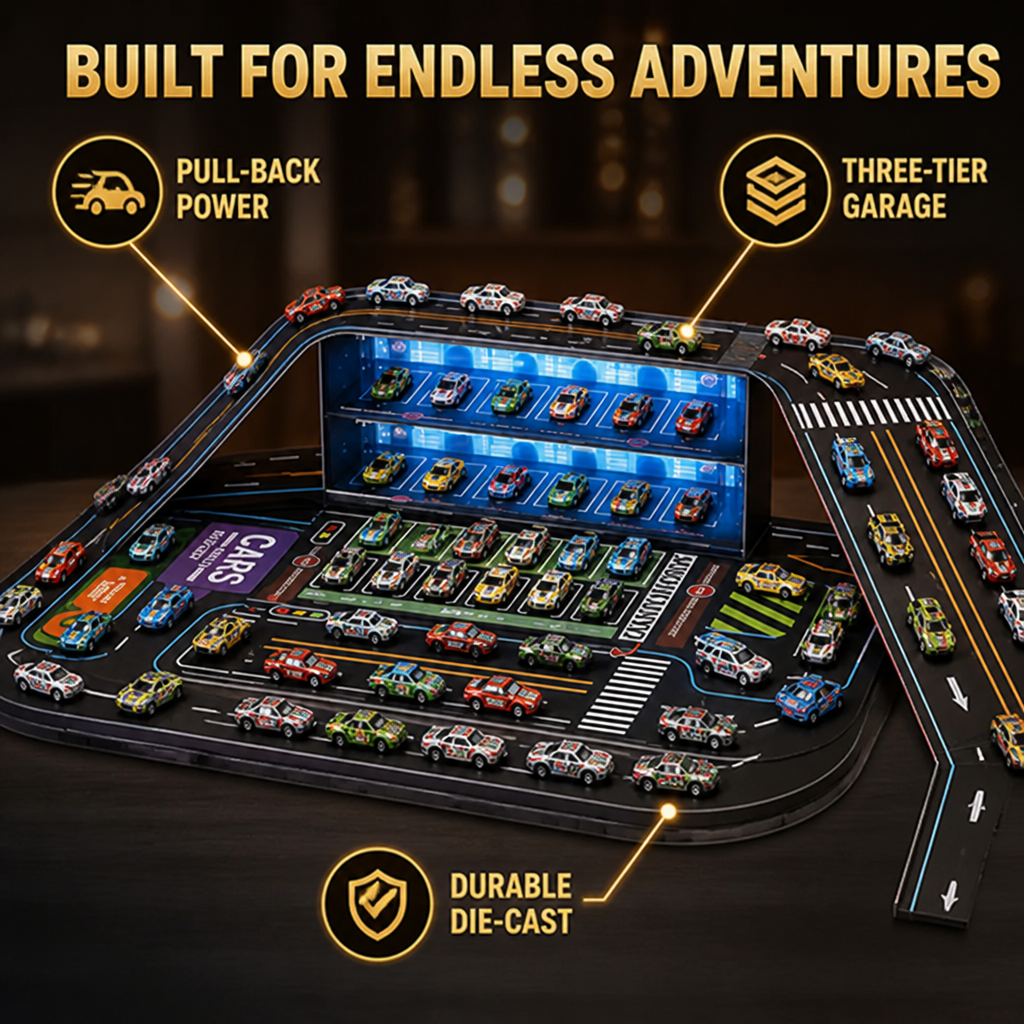 RaceHaven™ Pull-Back Car Garage Set
