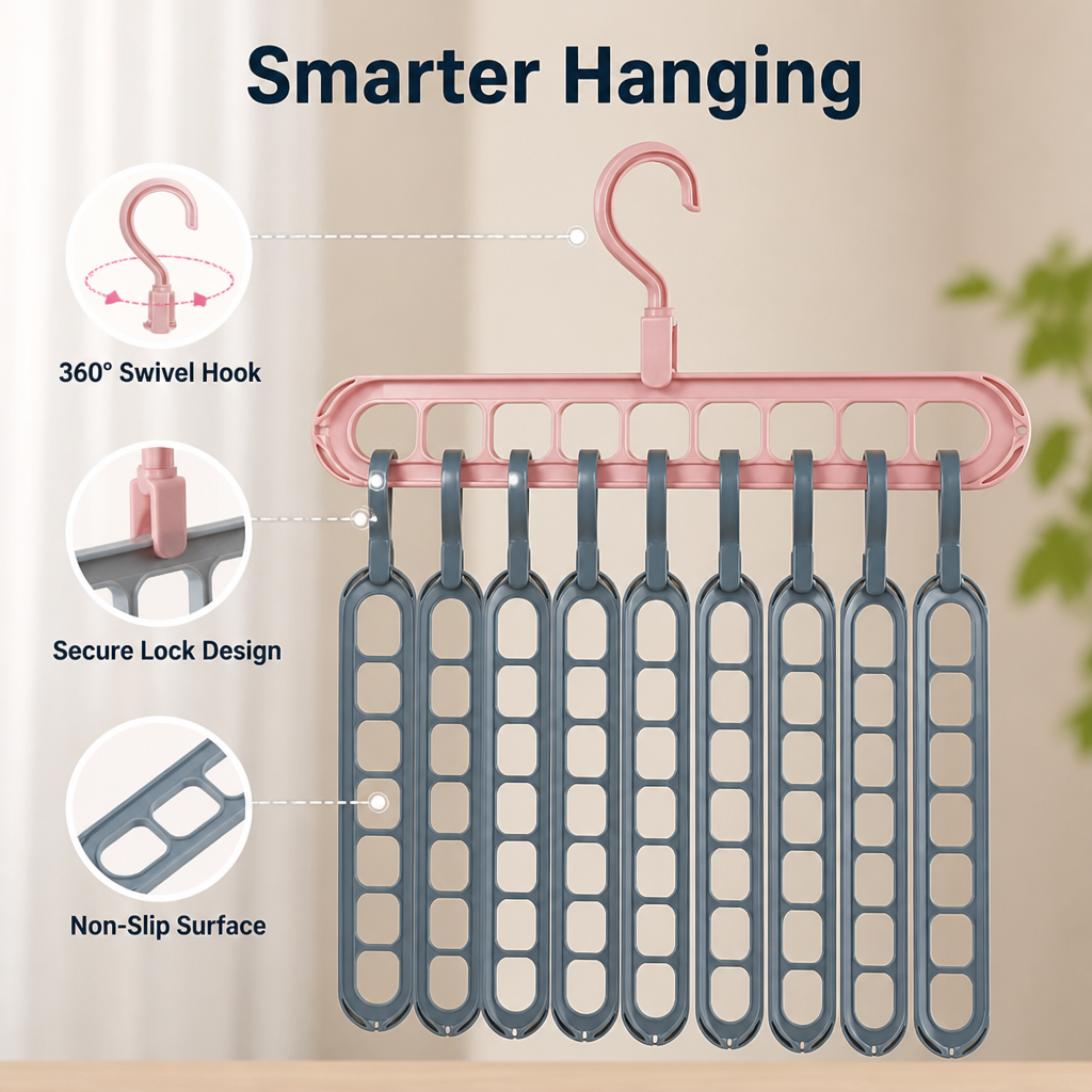 HangStack™ 9-Hole Hanger Organizers — Space-Saving Closet