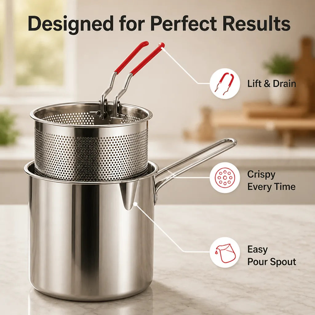 CrispPot™ Mini Stainless Steel Deep Fry Pot with Basket