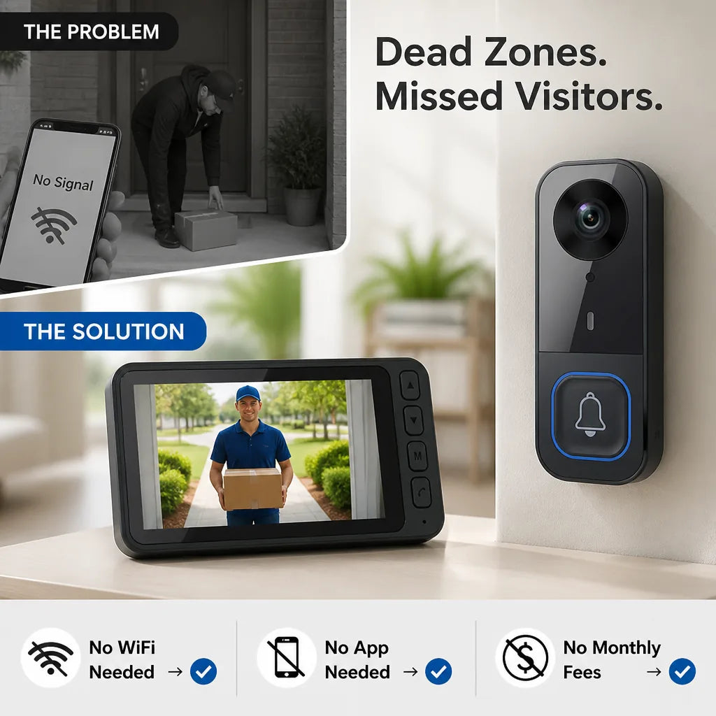 GateView™ Wireless 1080P Video Doorbell with 4.3" Monitor