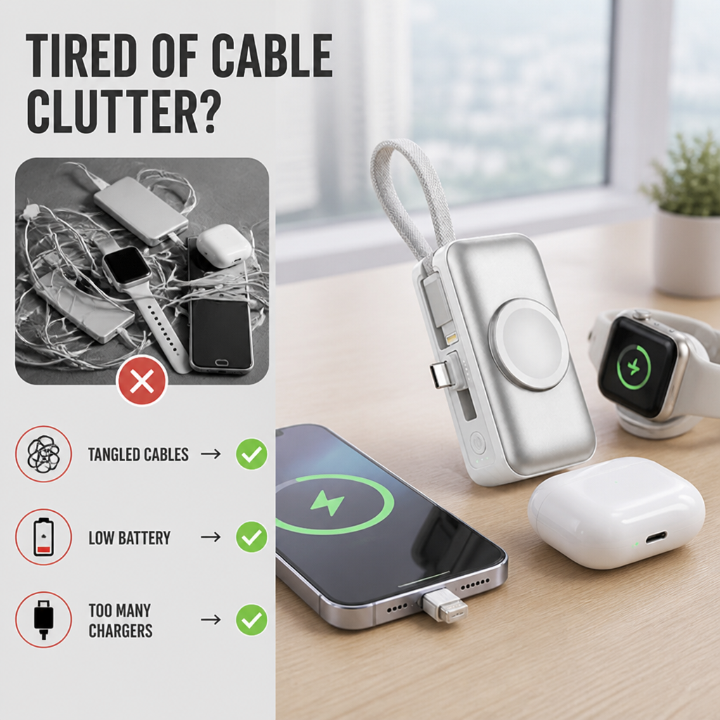 ChargeKnot™ 3-in-1 Mini Power Bank