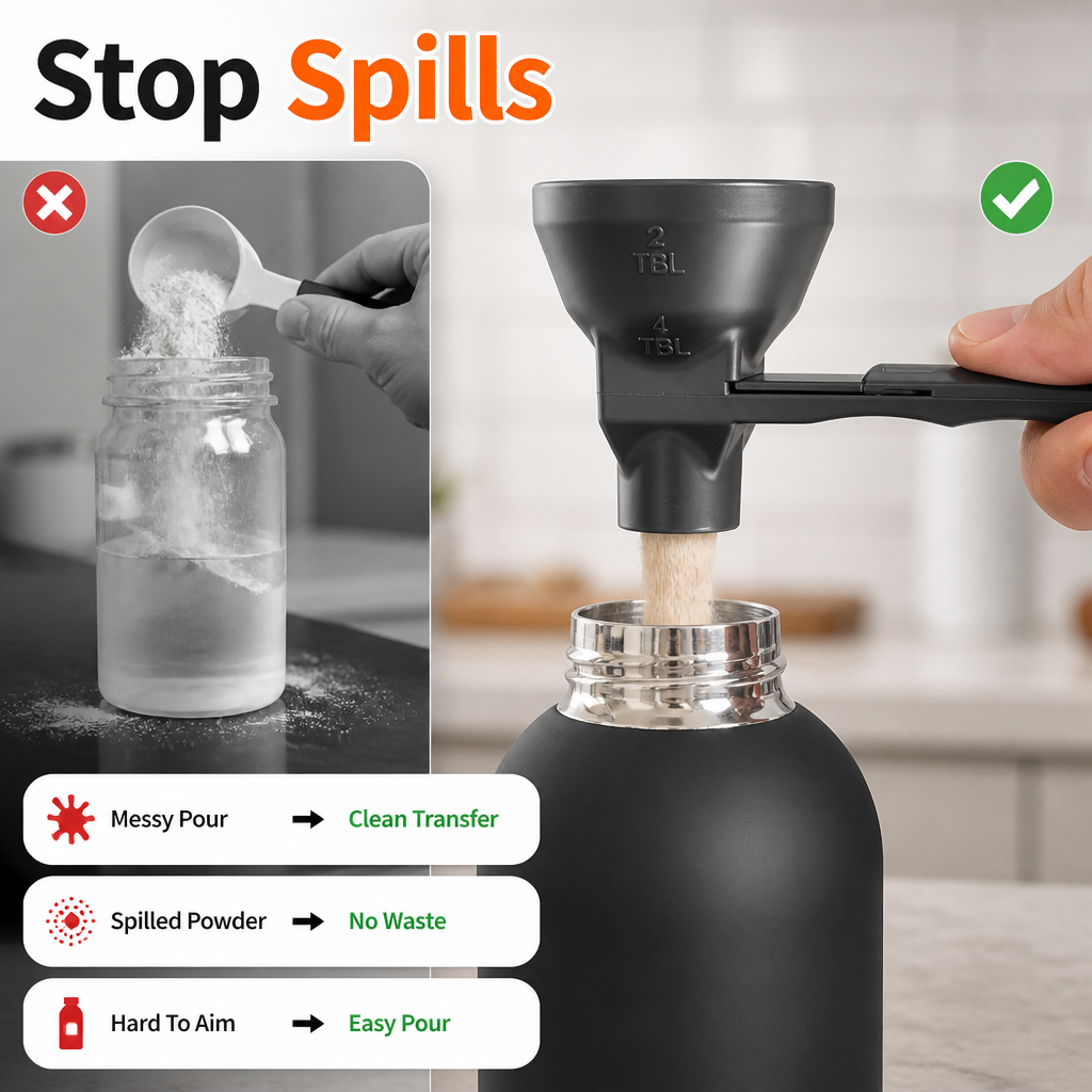 Pourfinch™ Funnel Measuring Scoop — Pour Without Spills