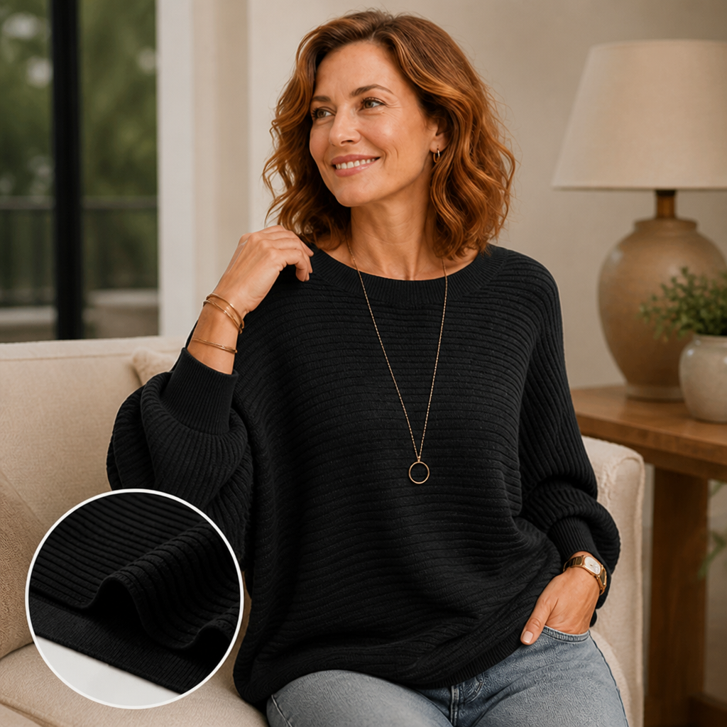 Wrenna™ Women's Oversized Ribbed Knit Sweater — Cozy Fall Pullover