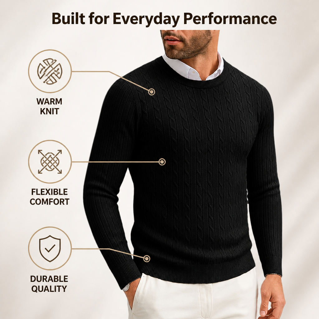Thornbury™ Men's Cable-Knit Crew Sweater — Warm Everyday Style