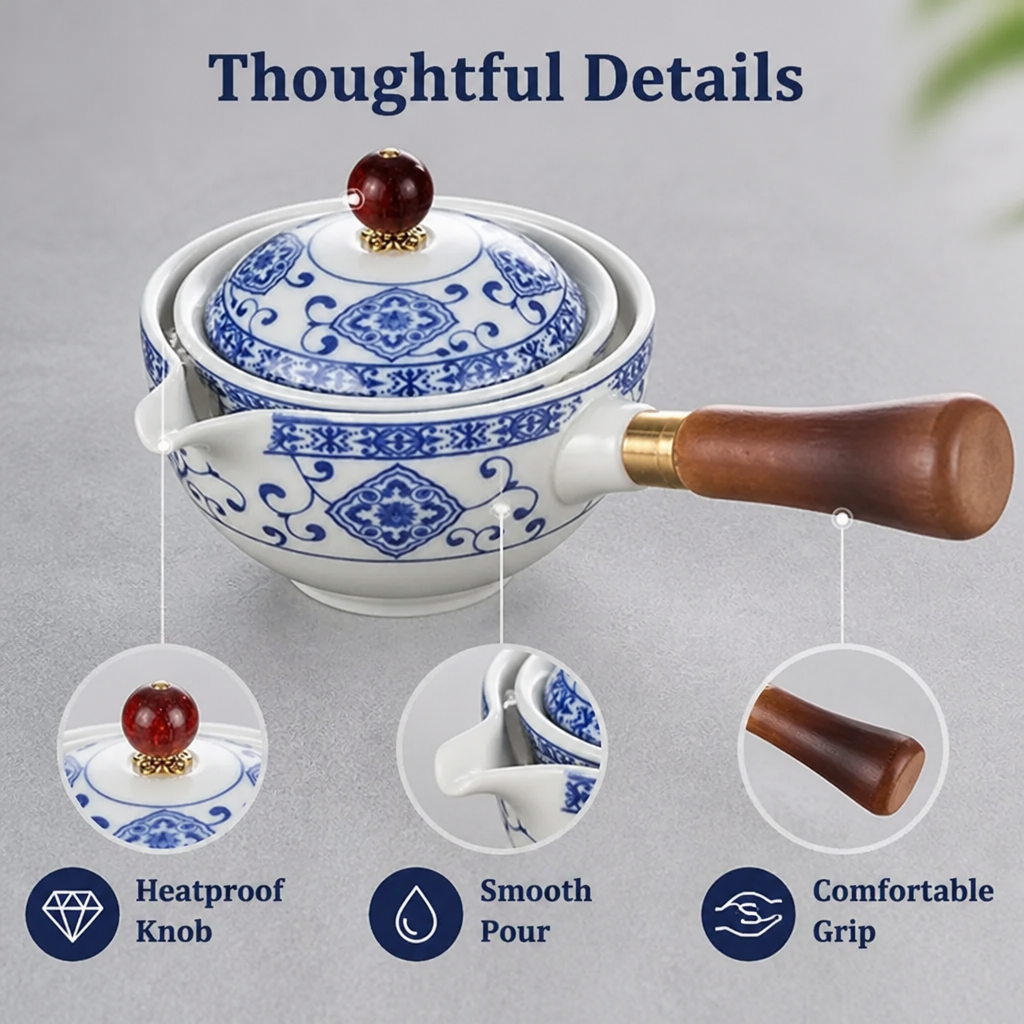 TeaSwirl™ 360° Rotating Teapot Set with Built-In Filter