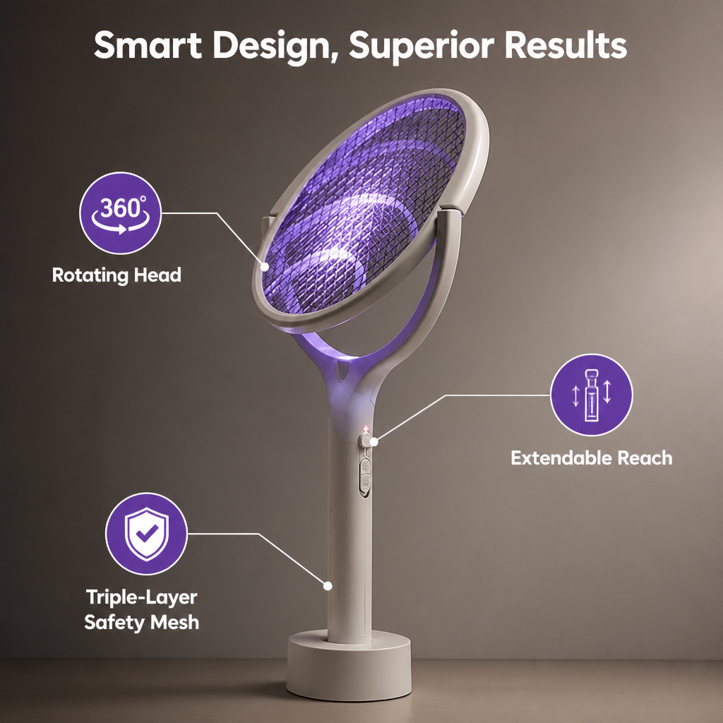 ZapReach™ Electric Bug Zapper Racket — Reach Bugs Anywhere