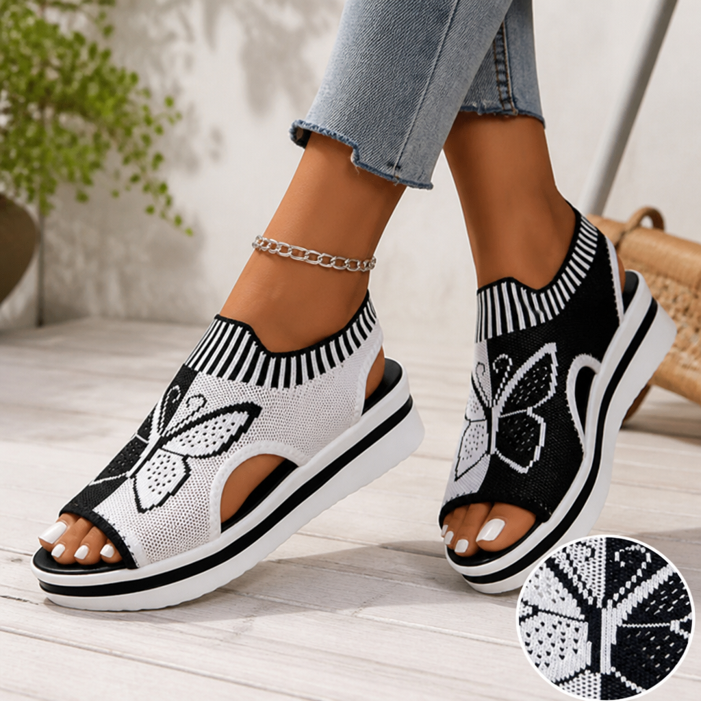 FlutterStep™ Women's Butterfly Knit Platform Sandals — Breathable All-Day Comfort