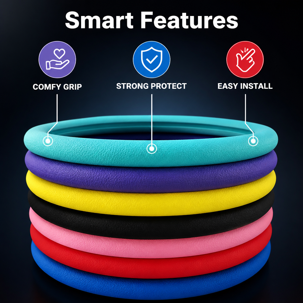 SteerSoft™ Silicone Steering Wheel Cover — Comfortable Grip