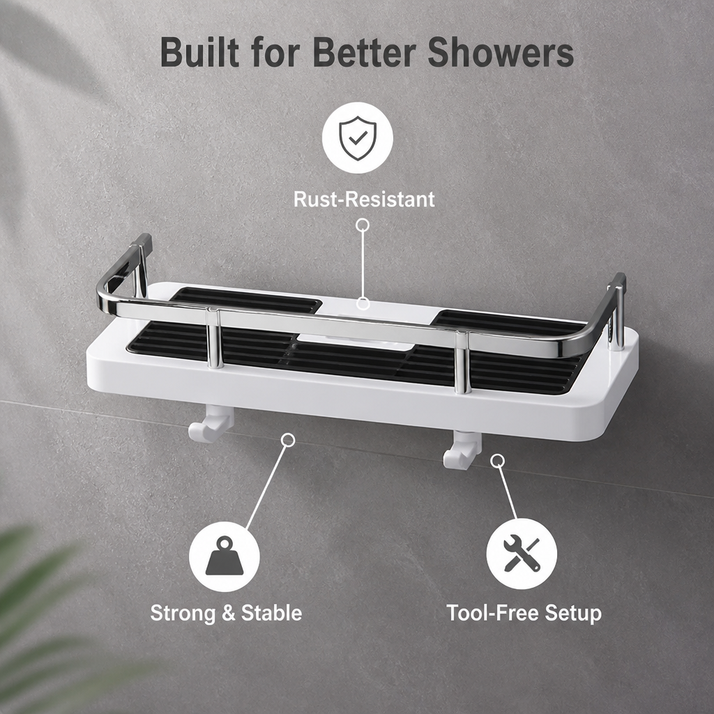 Showerra™ — Spacious Shower Organizer for a Cleaner, Clutter-Free Space