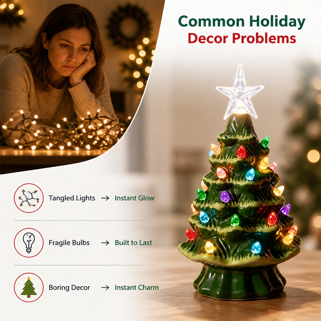 Yulewick™ Ceramic Light-Up Christmas Tree — Vintage Holiday Glow