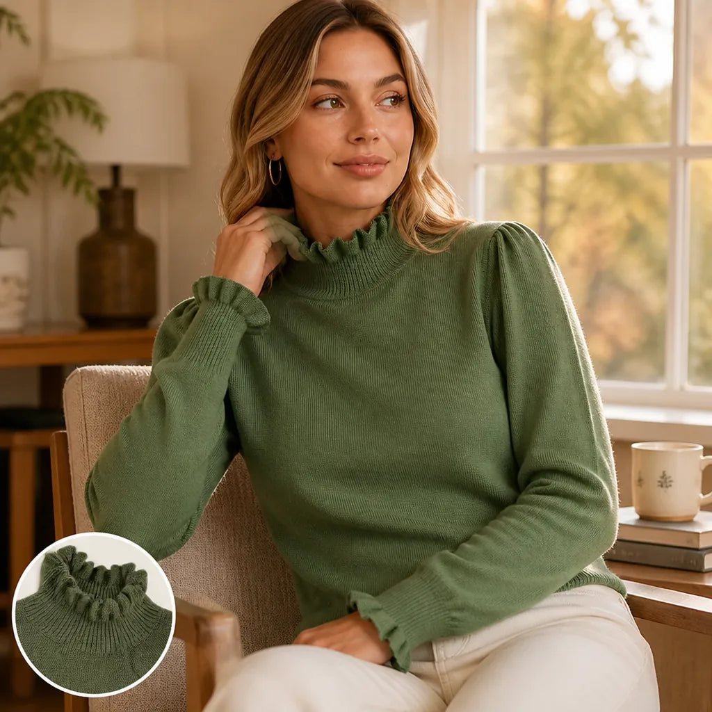 Maribelle™ Ruffle-Neck Knit Sweater
