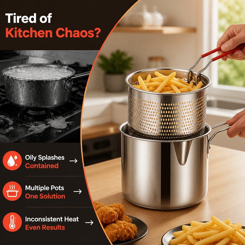 FryFlow™ — Stainless Steel Frying Basket