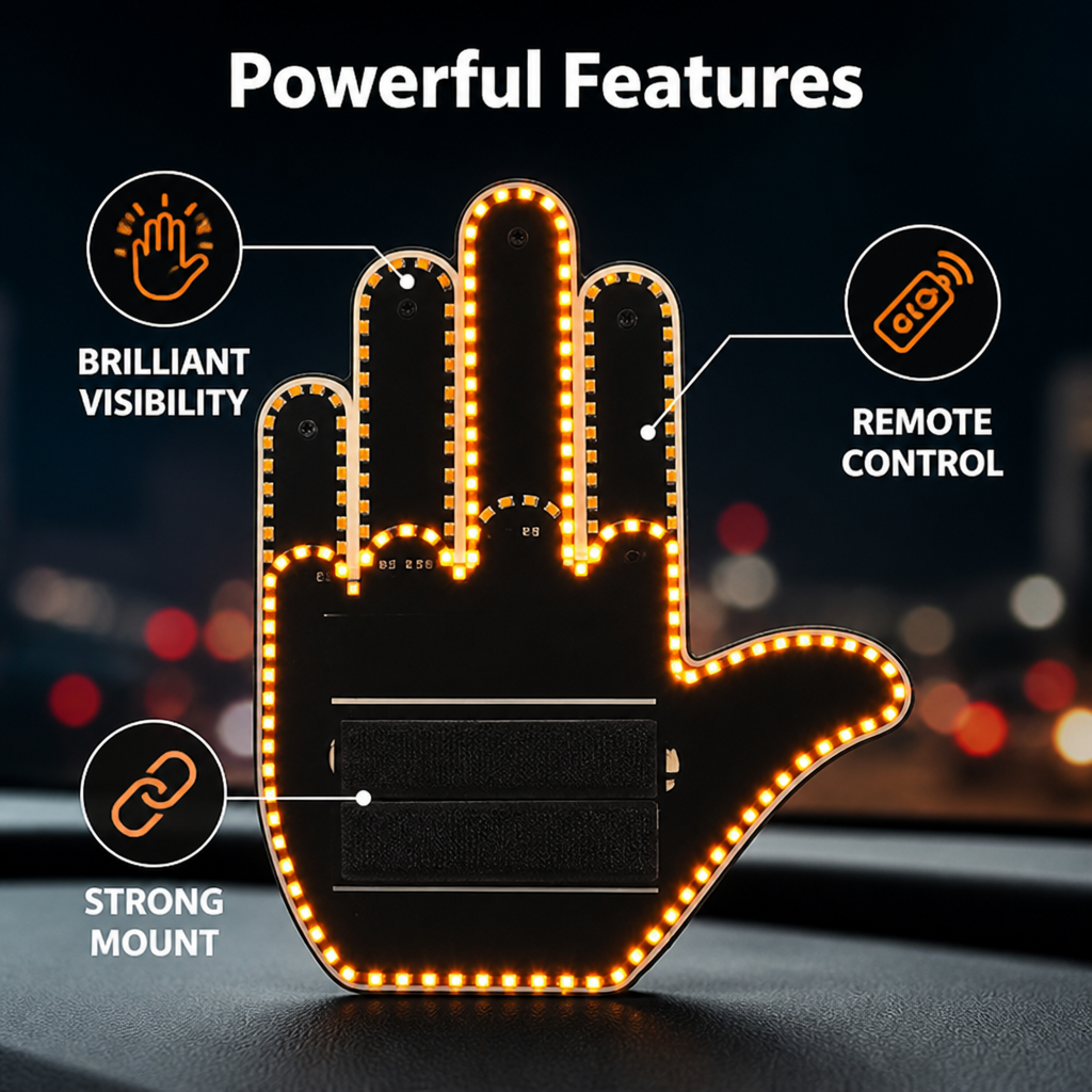 WaveLite™ Car Gesture Light — Remote-Control LED Window Sign
