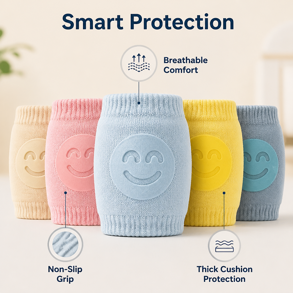 CrawlCloud™ Baby Knee Guards — Cushioned Crawling Comfort