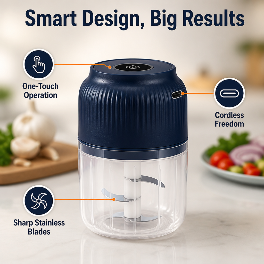 ChopNest™ Cordless Mini Food Chopper — Quick Garlic & Onion Prep