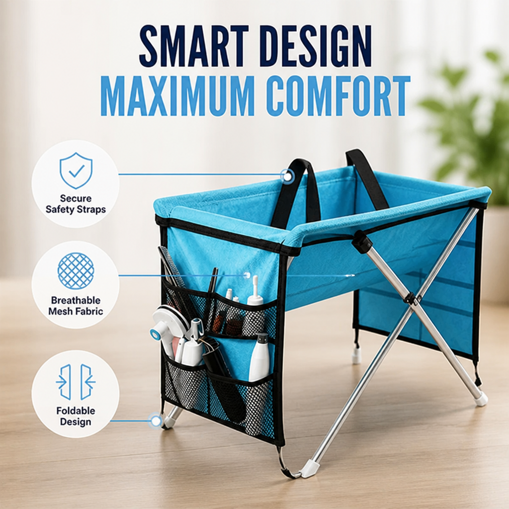 PawPerch™ 2-in-1 Foldable Pet Grooming Bed