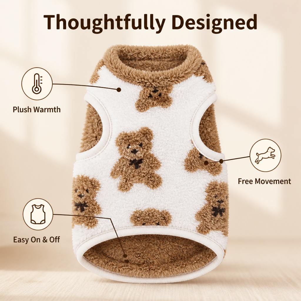 Teddypaw™ Plush Fleece Pet Vest — Cozy Pullover for Dogs & Cats