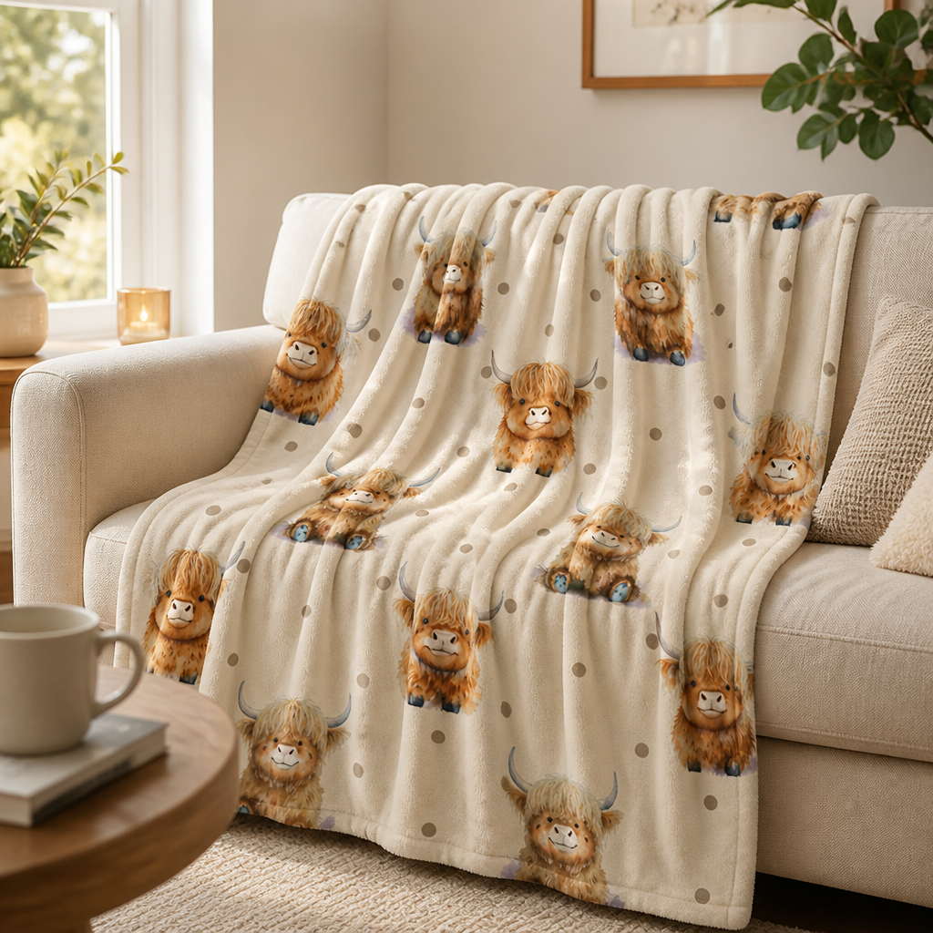 CozyHerd™ Highland Cow Fleece Blanket — Featherlight Cozy Warmth